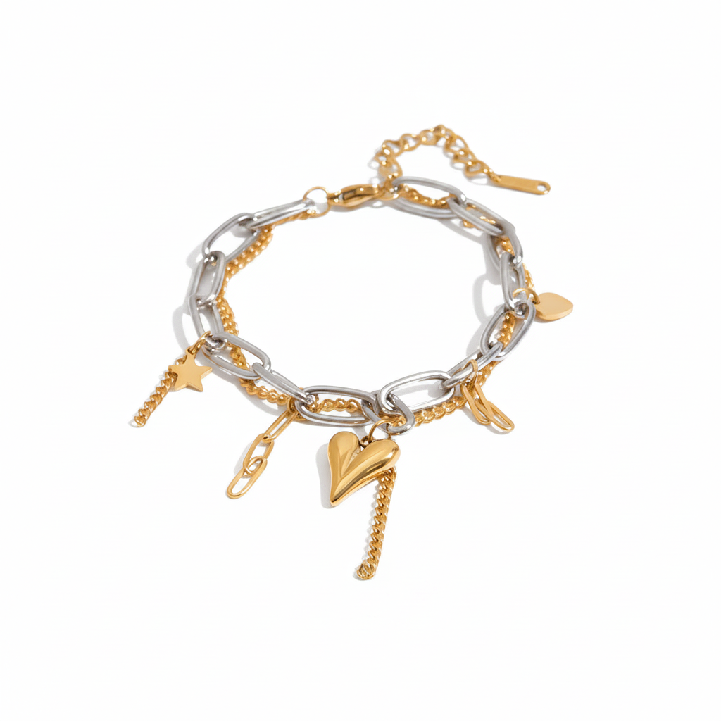Armband goud met zilver