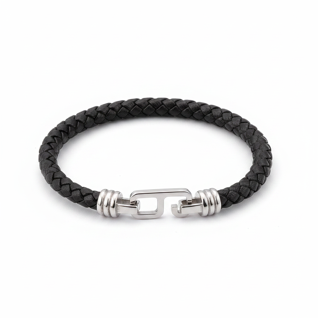 Stoere leren armband heren witte achtergrond zonder schaduw