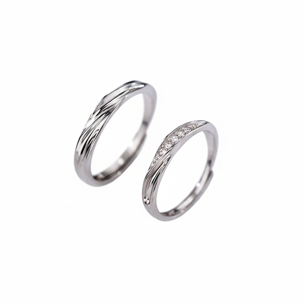 925 sterling zilveren ringenset witte achtergrond