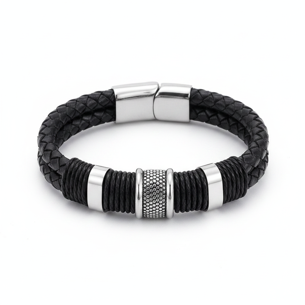 Gevlochten Leren Armband Wit 2