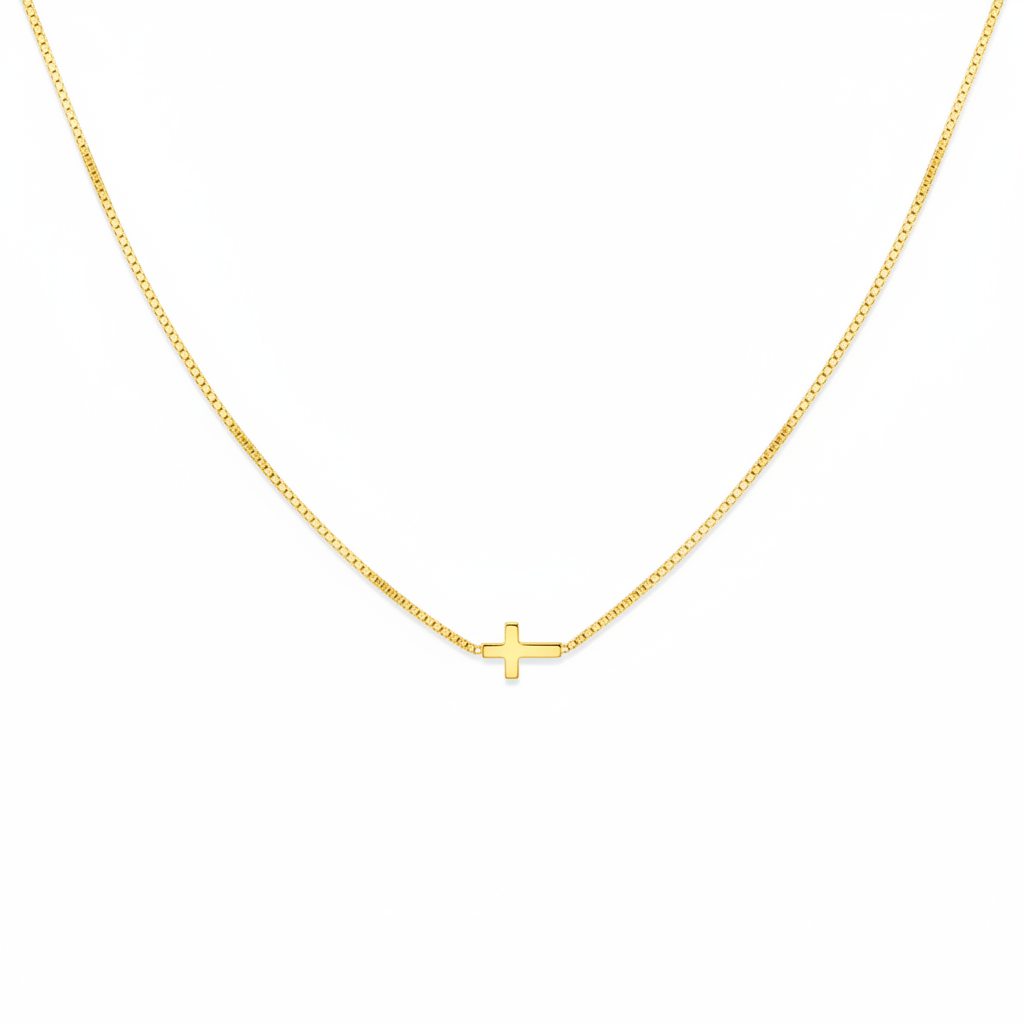 Gouden kruisketting vierkant formaat