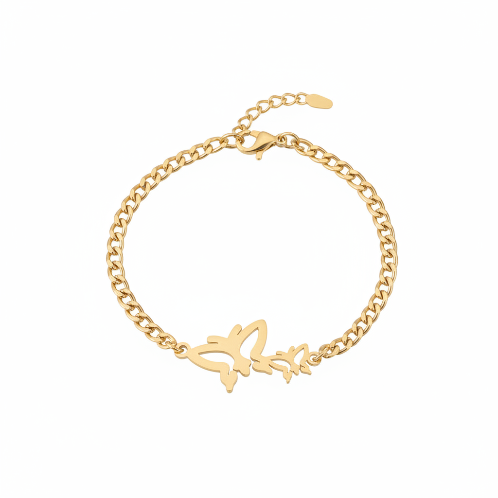Gouden vlinder armband witte achtergrond