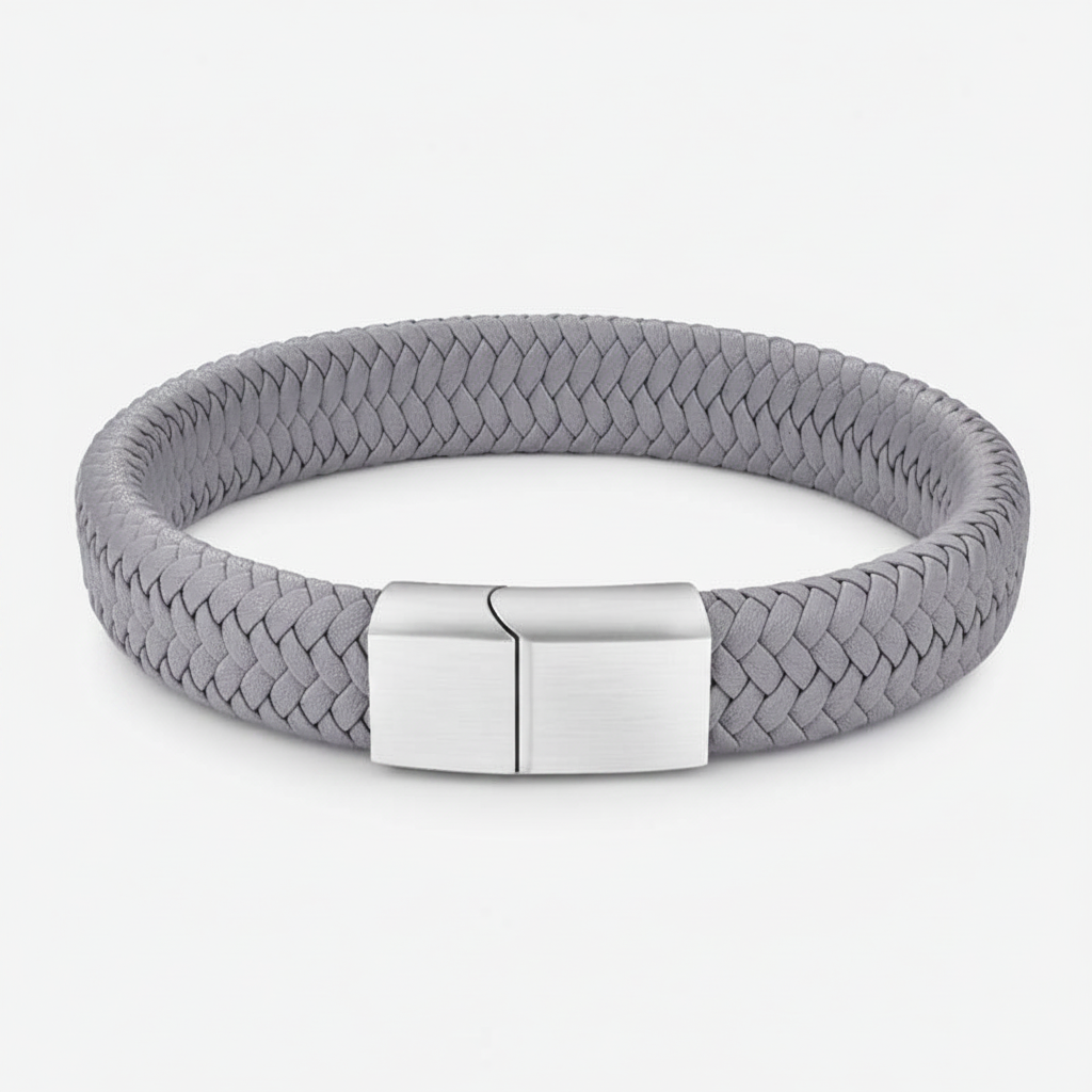 Leren armband grijs - hergen