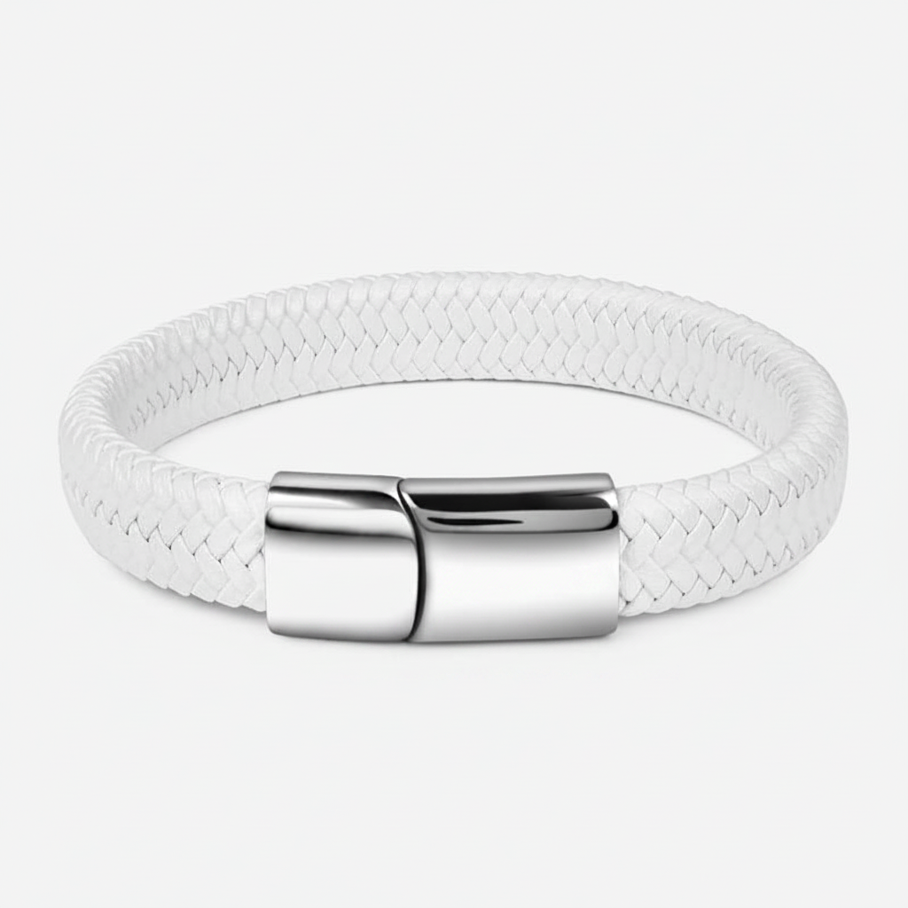 Leren armband wit - hergen