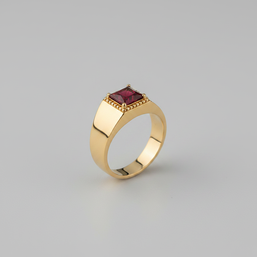 Ruby ring grijze achtergrond
